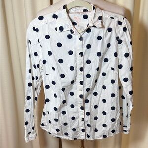 Boden  classic White and Black Polka Dot Button-Up Shirt size 4 R